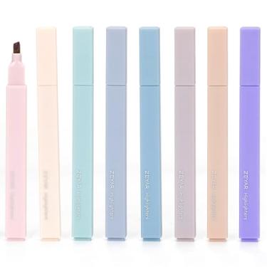 Imagem de ZEYAR Canetas de texto estéticas fofas, cores creme, ponta de cinzel, à base de água, secagem rápida, sem sangramento para a Bíblia, série de cores das quatro estações (8 cores de inverno)