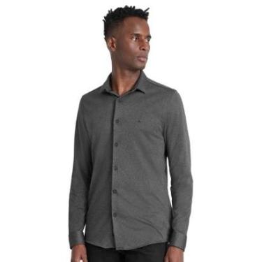Imagem de Camisa Aramis Masculina Manga Longa Slim Malha Dupla Chumbo-Masculino