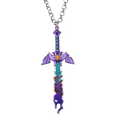 Imagem de MEETCUTE Vintage Unisex Pendant Necklace,The Legend of Zelda Tears of the Kingdom Master's Sword Necklace Cosplay - Purple