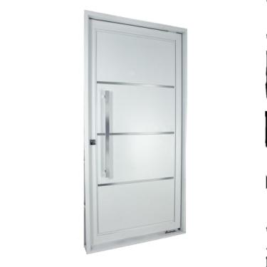 Imagem de Porta de Aço Pivotante Social 217x105cm com Friso Ideal Crv Esquadrias Branco