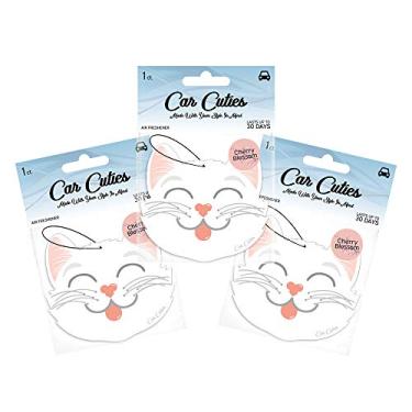 Imagem de Car Cuties Fofo FRESHENER DE AR DE CARRO DE CAT - Design de gato fofo, perfume de longa duração, parte dos lucros beneficia PAWS Chicago (flor de cerejeira - pacote com 3)
