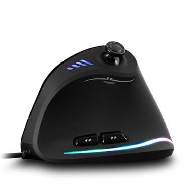 Imagem de Mouse RGB para jogos com fio com botões programáveis de joystick 10.000CPI mouse ergonômico ajustável para computador gamer mouse vertical para jogos