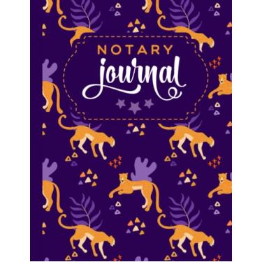Imagem de Notary Journal: 8.5x11 Large Notarial Logbook/With 200 Numbered Pages - Two Record Logs Per Page / 400 Records/Ledger Book Gift For Signing Agents/Cheetah Lover Pattern on Purple