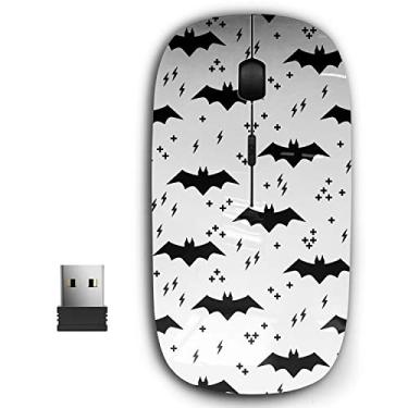 Imagem de Mouse sem fio USB ergonômico 2,4G ergonômico para PC, laptop, computador, notebook com nano receptor (morcegos Halloween)