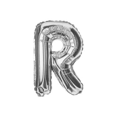 Imagem de Balão Metalizado Prata Letra Decoração Festa 55 cm - Alia, Letra R