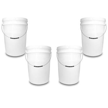Imagem de Kit 04 Baldes Plástico 22L Atóxico com Tampa Hermética e Alça Metálica