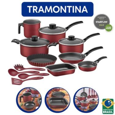 Imagem de Jogo De Panela Turim Utensílios e Frigideira 12pçs Vermelho - Tramonti