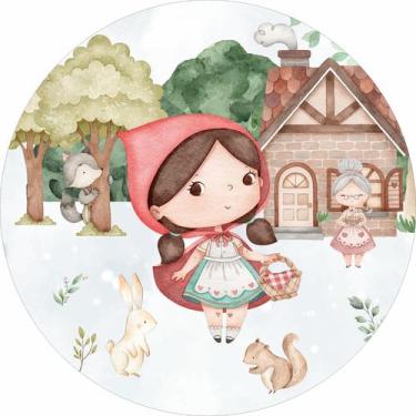 Imagem de Painel de Lona Redondo Chapeuzinho Vermelho Casinha da Vovózinha Anima