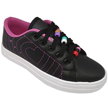Imagem de Tênis Feminino Infantil Casual Gibizinho Preto Pink Miçangas Cor:Preto;Tamanho:31;Gênero:Menina