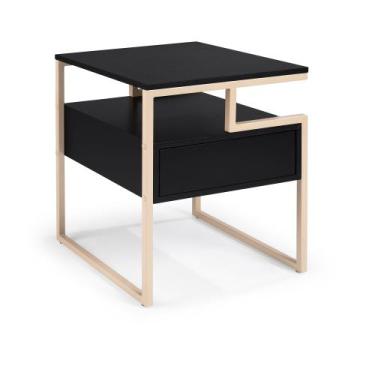 Imagem de Mesa Cabeceira Copacabana em Aço Carbono Dourado - Drop mobiliário