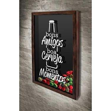 Imagem de Quadro Porta Tampinhas Bons Amigos  - Quadro Novo, 30x40, Marrom