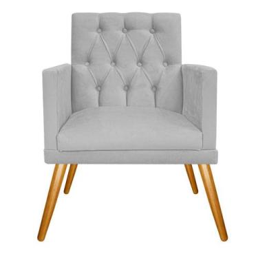 Imagem de Poltrona Decorativa Fernanda Pés Palito Mel Sala de Espera Recepção Su