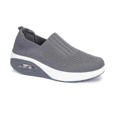 Imagem de Semshedy Tênis de enfermagem feminino Wedge para diabéticos, ortopédico, tênis de enfermeira, leve, plataforma de balanço e caminhada, Cinza escuro 2266, 35