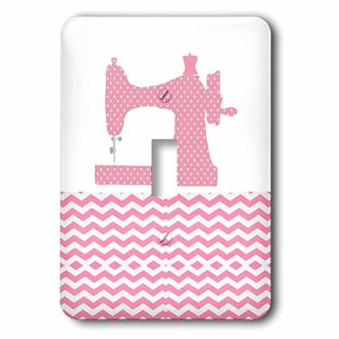Imagem de 3dRose (lsp_233661_1) Imagem de interruptor de botão único da máquina de costura rosa na Chevron