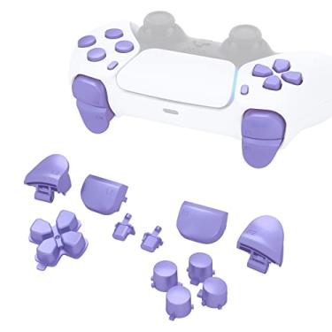 Imagem de eXtremeRate Botões de substituição D-pad R1 L1 R2 L2 Gatilhos Opções de compartilhamento de botões frontais, Metallic Snowstorm Mauve Conjunto Completo Compatível com ps5 Controller BDM-010 e BDM-020