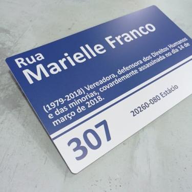 Imagem de Placa De Rua Marielle Franco Rio De Janeiro Brasil 33x20 Cm
