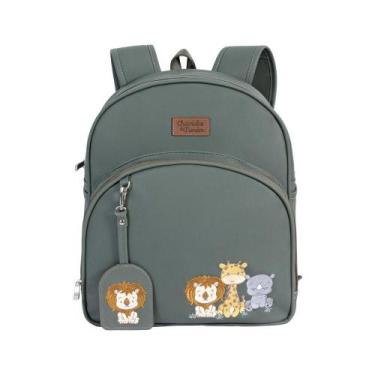Imagem de Mochila Safari Verde Musgo Bordado Com Chaveiro Decorativo - 01 Peça -