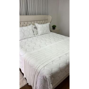 Imagem de Peseira Manta Trança Tricot Cama Queen 230x60cm Madrid - Calu Tricot, 
