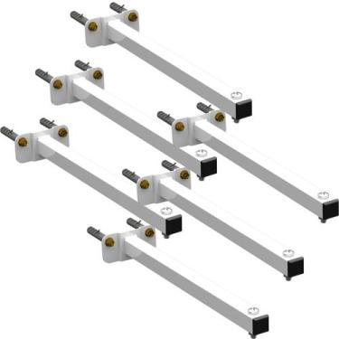 Imagem de Kit 06 SUPORTES REFLETOR LED BASE RETA BANNER FACHADA BRAÇO 30 cm - MU