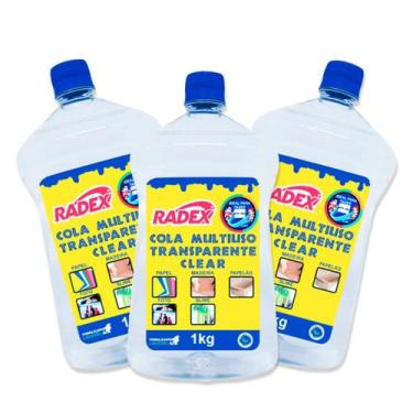 Imagem de Kit 3 Cola multiuso transparente Radex 1kg ideal para slime