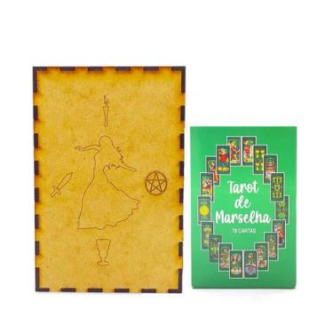 Imagem de Kit Baralho de Marselha Colorido e Porta Tarô Caixa Madeira - Flash