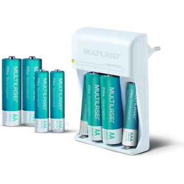 Imagem de Carregador De Pilhas Multilaser Aa/Aaa + 8 Pilhas (4 AAA e 4 AA) - CB0