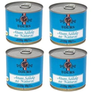 Imagem de Kit 4 X Atum Sólido Ao Natural Tours Conservas Lata 255g