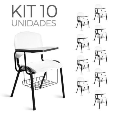 Imagem de Cadeira Plástica Universitária Kit 10 A/E Branco Lara - Shop Cadeiras