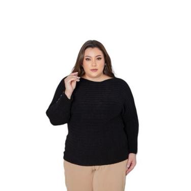 Imagem de Blusa Comprida Plus Size Morcego Vest Legging - Lalinha, Preto