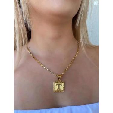 Imagem de Cordão Feminino + Pingente Banhado A Ouro 18k 3mm Tijolinho - ToJoia18