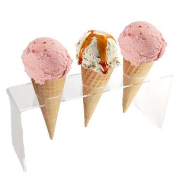 Imagem de Suporte Expositor Acrílico para Casquinha de Sorvete Pizza em Cone Tem