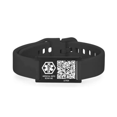 Imagem de AOAMID Pulseira de identificação médica com código QR para mulheres e homens, pulseiras de alerta médico de código QR ajustável, informações dinâmicas da web, S-M, Aço inoxidável, Sem Pedra Preciosa