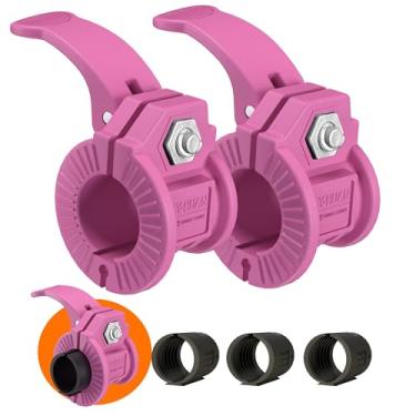 Imagem de ZY-HUAN Clipes de barra Grampos de barra de 2,5 cm Grampos de peso de liberação rápida de 2,3 a 3 cm para barras Grampos de barra olímpicos ajustáveis em vários tamanhos (rosa fosco)