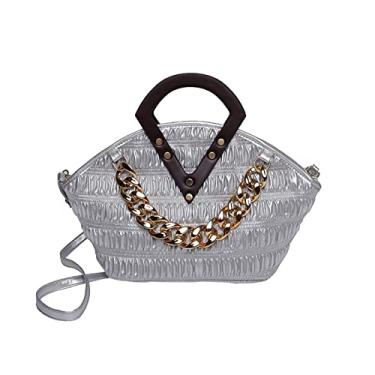 Imagem de Bolsas Tote Bag Grandes para Mulheres Bolsa Transversal de Couro Luxo para Senhoras(Silver)