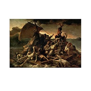 Imagem de JZSDGB The Raft of the Medusa por Theodore Gericault - Impressão de pintura de arte famosa em tela - reprodução de imagem giclée - decoração de arte de parede em tela para parede de casa 85 x 128 cm