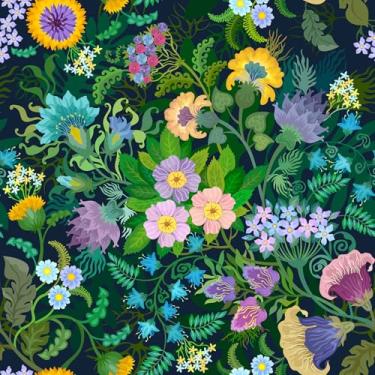 Imagem de CHIHUT Papel de parede floral escuro de 45 cm x 599 cm, papel de parede boho para quarto de bebê, locatário, papel de parede floral, decoração de parede, vinil, autoadesivo, papel de contato floral