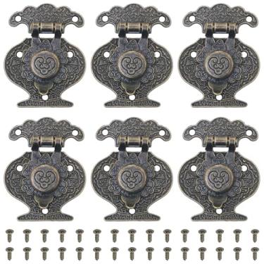 Imagem de FMHXG 6 peças de fivela de alternância antiga fecho de trava fivela de liga vintage 720 bronze caixa de madeira fivela acessórios de bagagem para caixas de joias caixas comuns malas malas