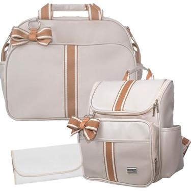 Imagem de Bolsas Saida Maternidade Menina Menino Mochila Térmica Kit Maternidade Bebê Caramelo Impermeável Luxo Com Trocador
