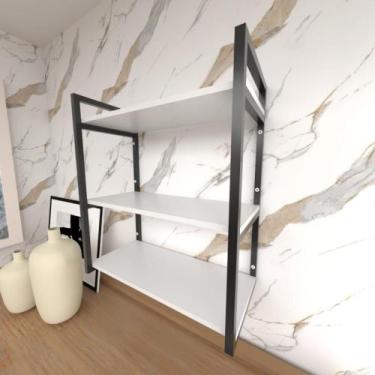 Imagem de Prateleira industrial com três níveis cor branco 68x30x60 - E-nichos