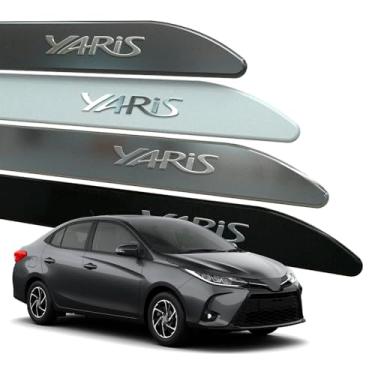 Imagem de Friso Lateral para Yaris Hatch Sedan 2018 a 2025 Escrita Cromada Alto Relevo (FACÃO, PRETO INFINITO)