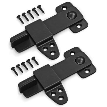 Imagem de Fechaduras de porta de celeiro – 2 x travas de portão rústico para armário, bar, armário, galpão, cabine, garagem, portas de correr – ferro fundido preto – Kit de ferragens de gancho de puxar e virar (pacote com 2)