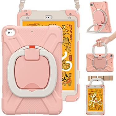 Imagem de BRAECN Capa infantil para iPad Mini 5/4 de 7,9 polegadas 2019/2015 - Capa de silicone adequada para crianças com suporte para lápis, alça de ombro, rotação de 360° e aderência dobrável de 180°,