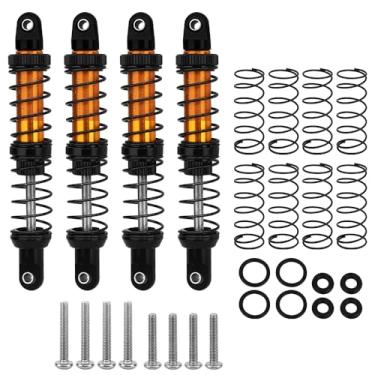 Imagem de Pothyes Amortecedor de choque dianteiro traseiro de metal para peças de atualização RC de caminhão monstro 1/10 Traxxas MAXX (preto-dourado)