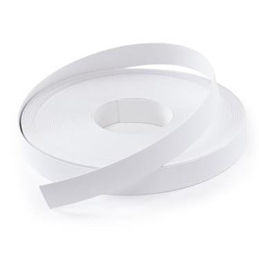 Imagem de FAKILO Borda de borda de PVC 1,9 cm x 15,24 m branca com adesivo hot melt pré-colado para acabamento de fita de borda para reparos de madeira compensada de armário e restauração de móveis