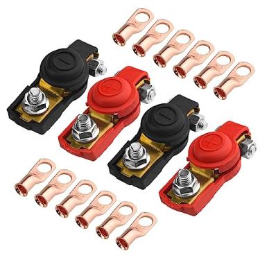 Imagem de WMYCONGCONG - Conjunto com 4 braçadeiras conectoras de terminal de bateria de cobre com 12 peças de terminal de anel de cobre para carrinhos de carro