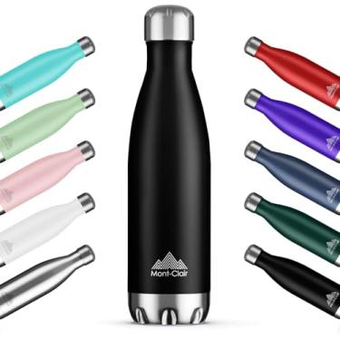 Imagem de Mont-Clair Garrafa de água de aço inoxidável H2O, isolada a vácuo, livre de BPA, garrafa de bebidas quentes 12h e 24h, metal, 500 ml, à prova de vazamento, ideal para adultos, crianças, corrida