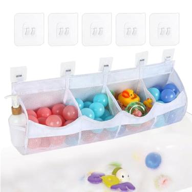 Imagem de Organizador De Brinquedos De Banho | Organizador De Banheiro Para Armazenamento De Brinquedos - Prateleira De Chuveiro Economizadora De Espaço Com 4 Divisórias Para Casa Família Amigos Hotéis