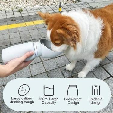 Imagem de Bebedouro Garrafinha Portátil Pets Silicone Dobrável Cachorro Gato Com