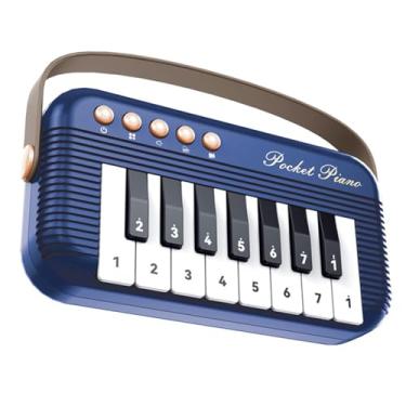 Imagem de Milageto Teclado de piano infantil com cabo de silicone, mini piano, instrumento musical educacional, brinquedo para crianças de 4 a 6 anos, Azul