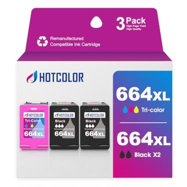 Imagem de HOTCOLOR Cartucho de tinta de substituição 664XL para hp 664xl Cartuchos de tinta preto e colorido para impressora DeskJet Ink Advantage 3635 2135 2675 3775 (2 preto/1 cor, 3 pacotes)